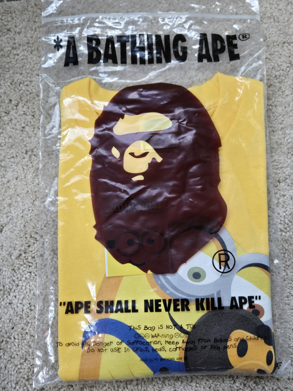 A Bathing Ape Yellow Short Sleeve Tee - Logo Graphic